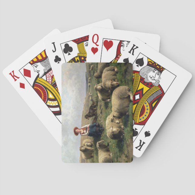 Shepherdess with Sheep in a Landscape Poker Cards (Back)