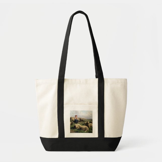Shepherdess with Sheep in a Landscape Tote Bag (Front)