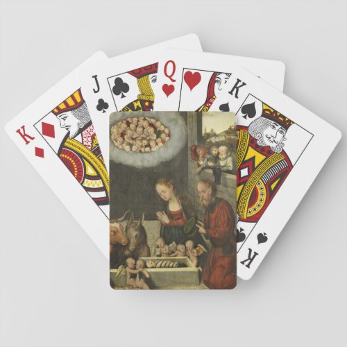 Shepherds Adoring Baby Jesus by Cranach Poker Cards