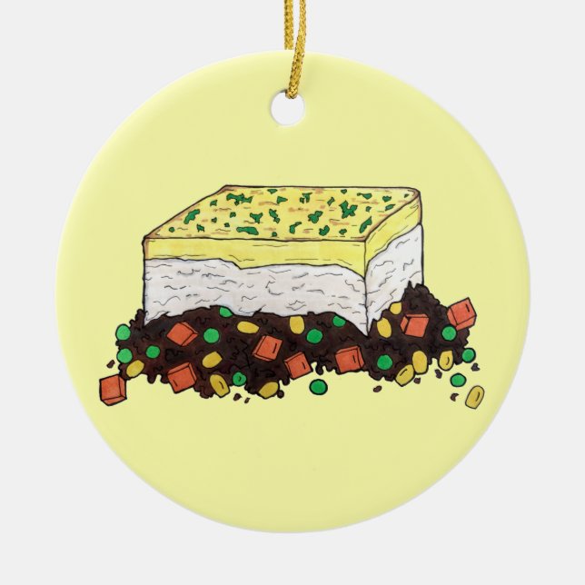 Shepherd's Cottage Meat Pie English British Food Ceramic Ornament (Front)