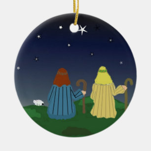 Shepherds in the Fields Ceramic Ornament