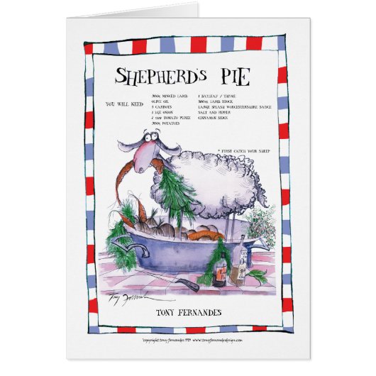 shepherds pie recipe, tony fernandes cards (Front)