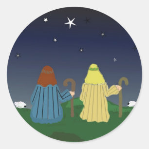 Shepherds Watching Over Their Flocks Classic Round Sticker