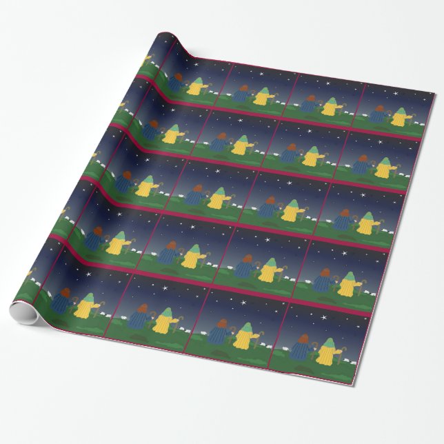 Shepherds Watching Over Their Flocks Wrapping Paper (Unrolled)