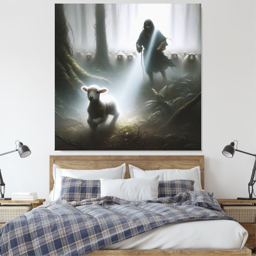 Shephere Rescuing a Lost Lamb Canvas Print