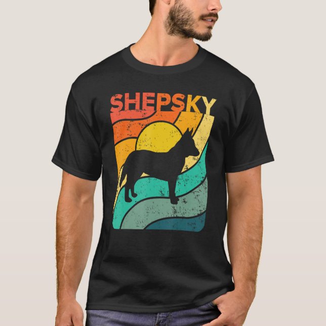 Shepsky Vintage Sunset Mom Dad T-Shirt (Front)