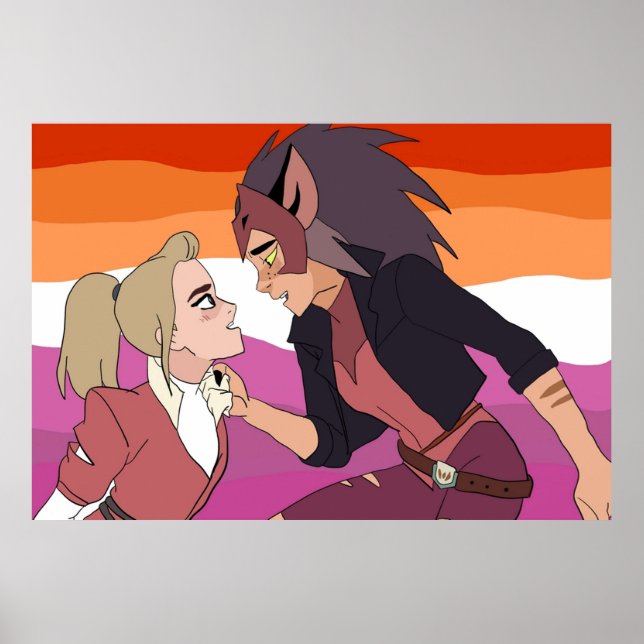 SheRa Adora and Catra Digital Trace Drawing Poster (Front)