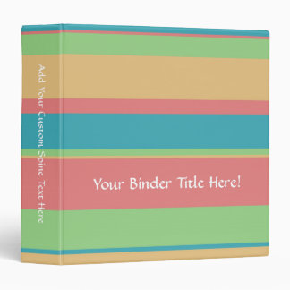 Sherbet Ice Cream Stripes 3 Ring Binder