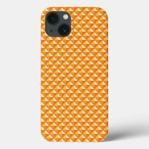 Sherbet orange, enamel look, studded grid iPhone 13 case