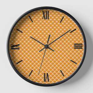Sherbet orange, enamel look, studded grid clock