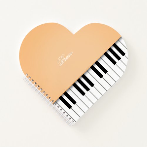 Sherbet Orange Grand Piano Music Keyboard Custom Notebook