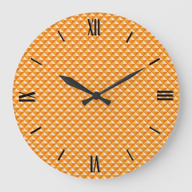 Sherbet orange, look-up, studded grid large clock (Front)