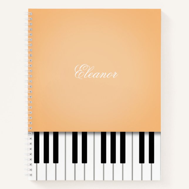 Sherbet Orange Piano Keyboard Custom Noteboo Notebook (Front)