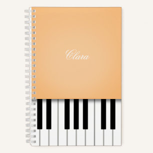 Sherbet Orange Piano Music Keyboard Personalized Notebook