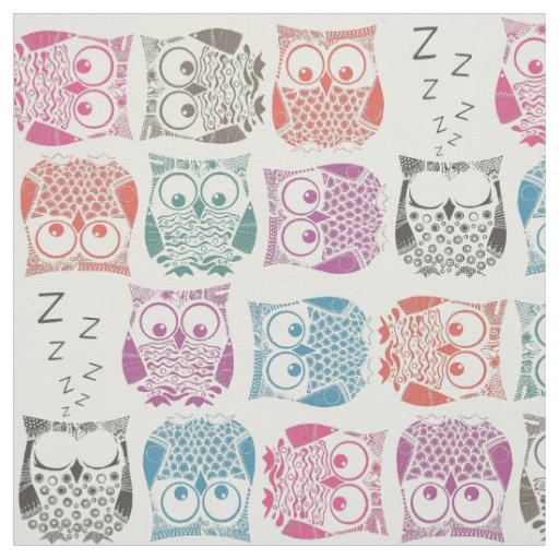 sherbet owls light fabric