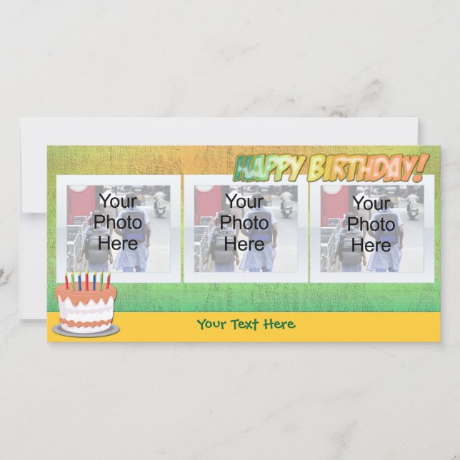 Sherbet Rainbow Happy Birthdy Photo Cards (Front)
