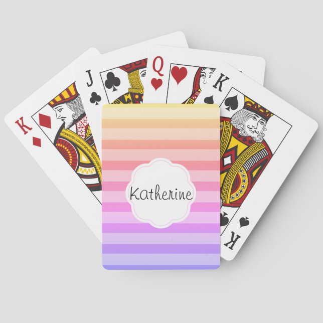 Sherbet Rainbow Stripes Poker Cards (Back)