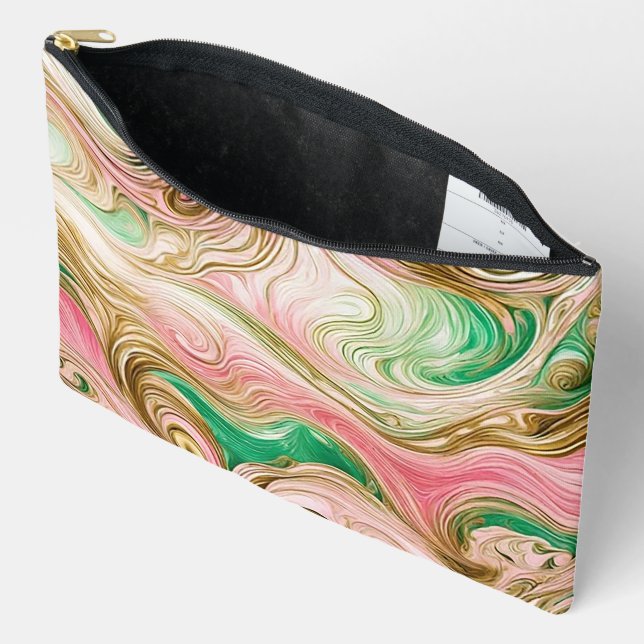 “Sherbet Swirl” Print Cosmetic Bag (Open)