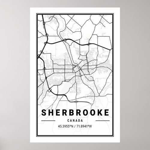 Sherbrooke Quebec Canada Travel City Map Poster