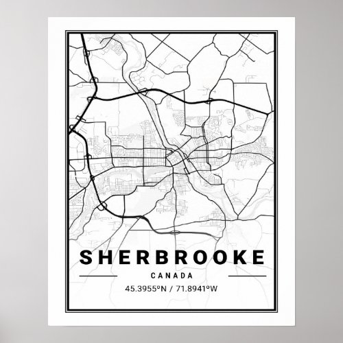Sherbrooke Quebec Canada Travel City Map Poster