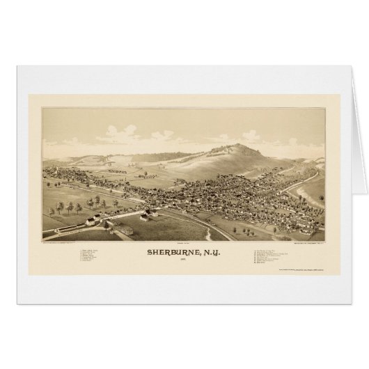Sherburne, NY Panoramic Map - 1887 Cards (Front Horizontal)