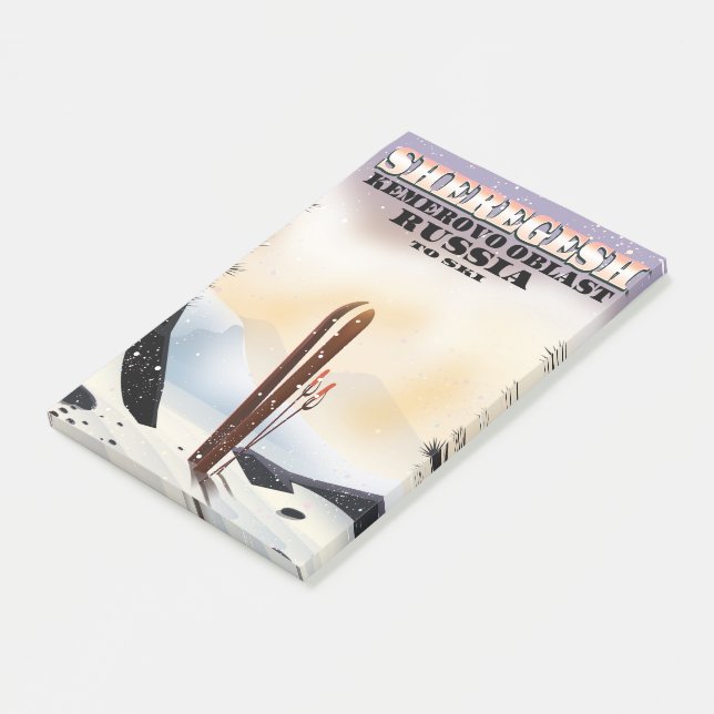 Sheregesh Russia ski travel poster. Post-it Notes (Angled)