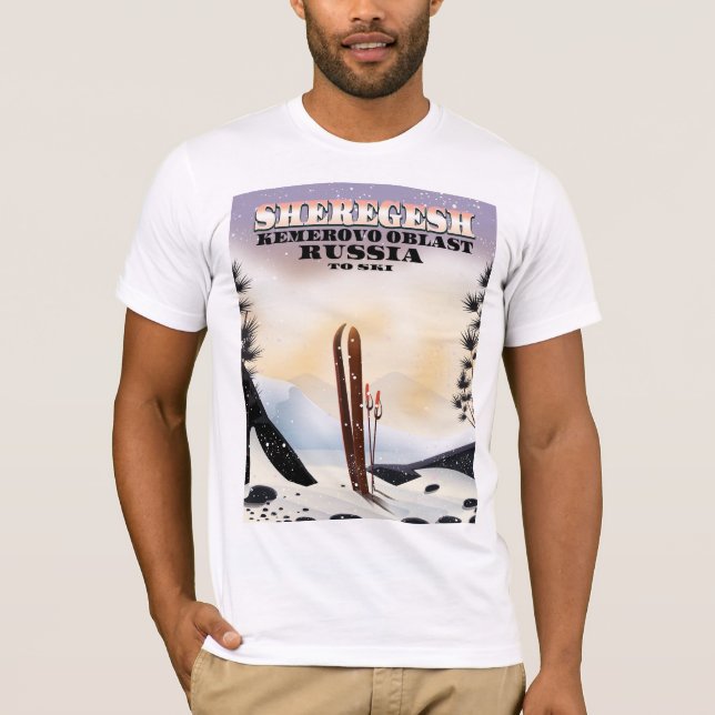Sheregesh Russia ski travel poster. T-Shirt (Front)