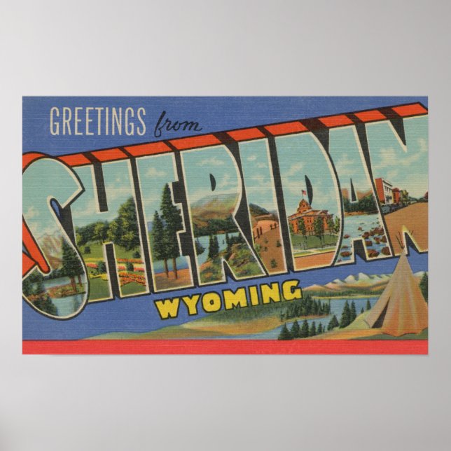 Sheridan, Wyoming - Large Letter Scenes Poster (Front)