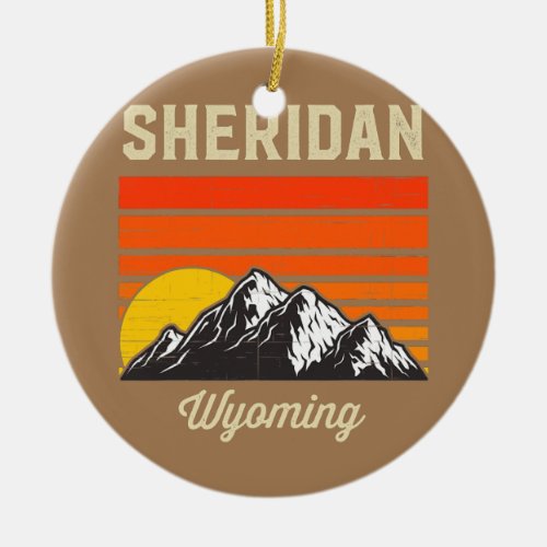 Sheridan Wyoming Retro City State USA  Ceramic Ornament