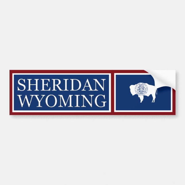 Sheridan Wyoming State Flag Bumper Sticker (Front)