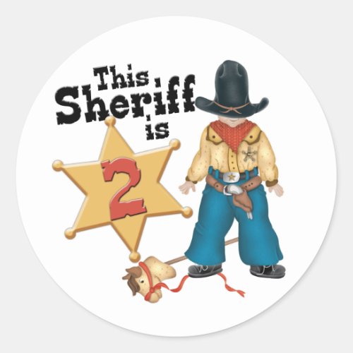 Sheriff 2nd Birthday Classic Round Sticker