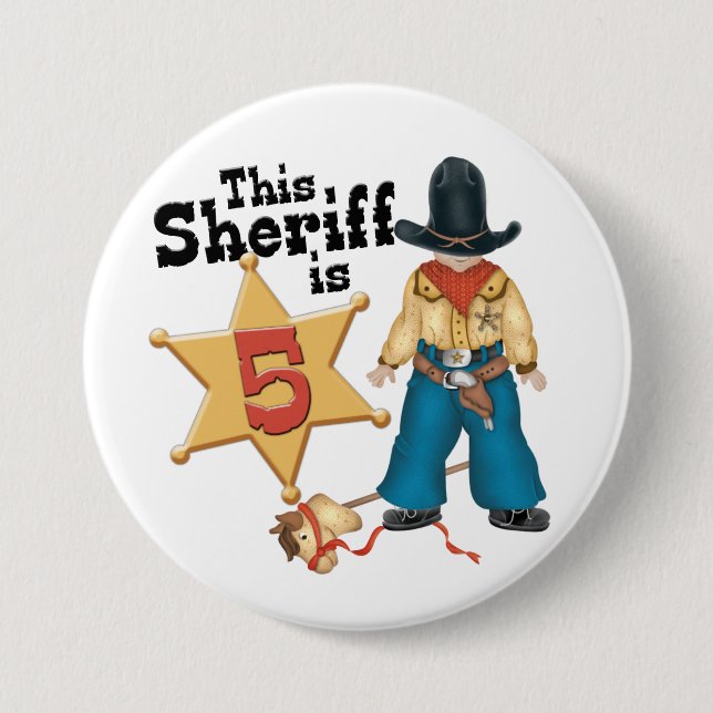 Sheriff 5th Birthday Pinback Button (Front)