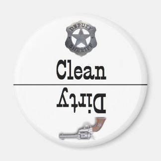 Sheriff and Outlaw Clean Dirty Dish Magnet