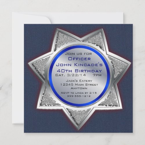Sheriff Badge Birthday Party Invitations
