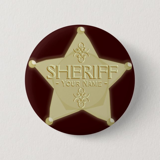 Sheriff Badge Cowboy Western Party Button Golden (Front)