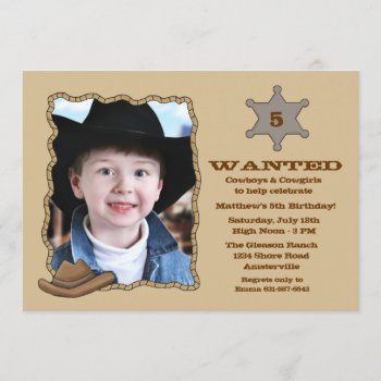 Sheriff Badge Photo Birthday Party Invitation by PixiePrints at Zazzle