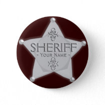 Sheriff Badge Wild West Party Button Silver