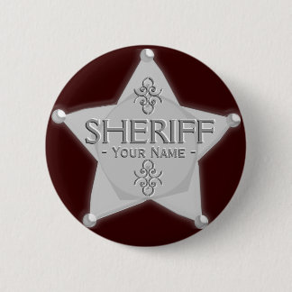 Sheriff Badge Wild West Party Button Silver