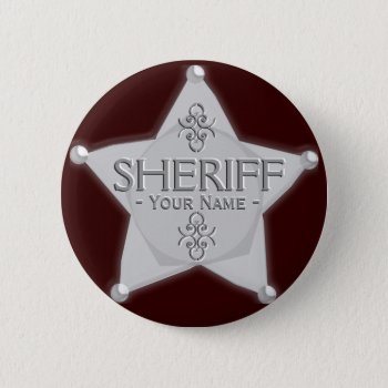 Sheriff Badge Wild West Party Button Silver by stopshop at Zazzle