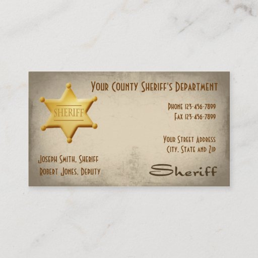 Customizable Sheriff Business Card
