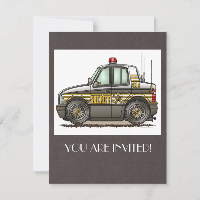 Sheriff Car Patrol Car Invitation (Front)