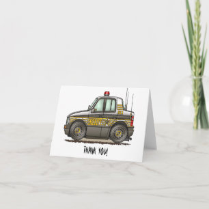 Sheriff Car Patrol Car Letterpress Thank You Card