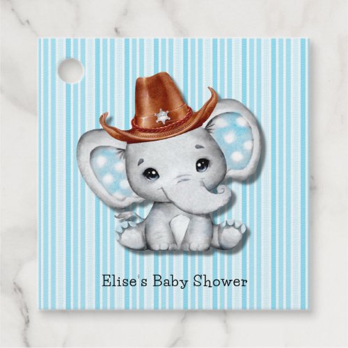 Sheriff Cowboy Elephant Baby Shower Thank You Favor Tags