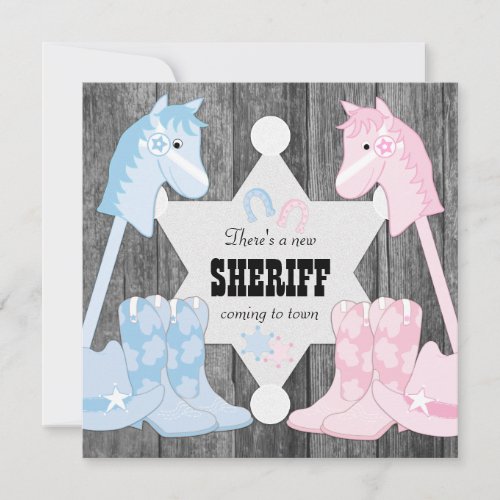 Sheriff Cowboy Gender Reveal Invitation