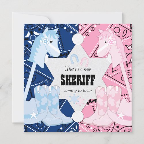 Sheriff Cowboy Gender Reveal Party Invitation