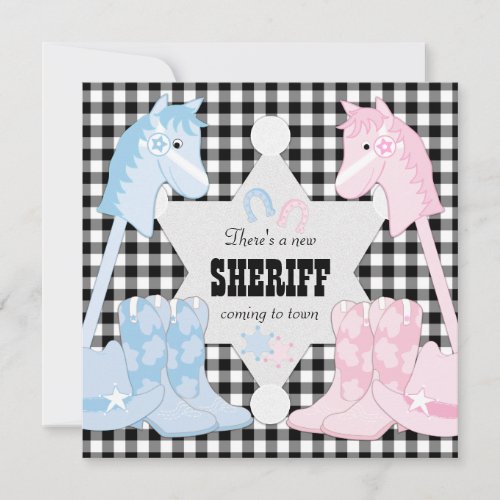 Sheriff Cowboy Gender Reveal Party Invitations