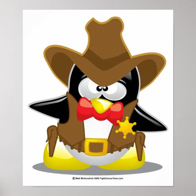 Sheriff Cowboy Penguin Poster (Front)