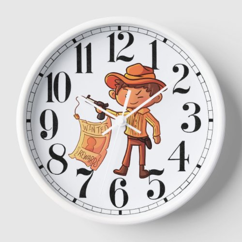 Sheriff cowboy wanted poster kids bedroom wall clock