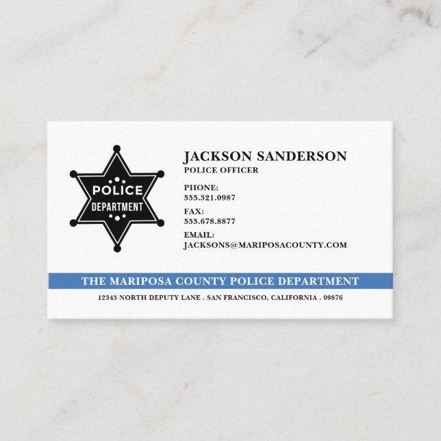 Sheriff Department Law Enforcement Police Logo Business Card (Front)