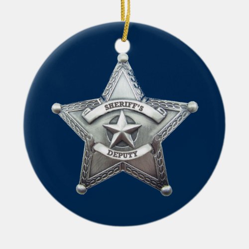 Sheriff Deputy Badge Ceramic Ornament